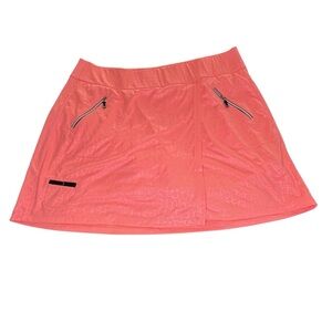 jamie sadock 16 Coral Pink Athletic Skort with Zip Pockets and faux leather trim